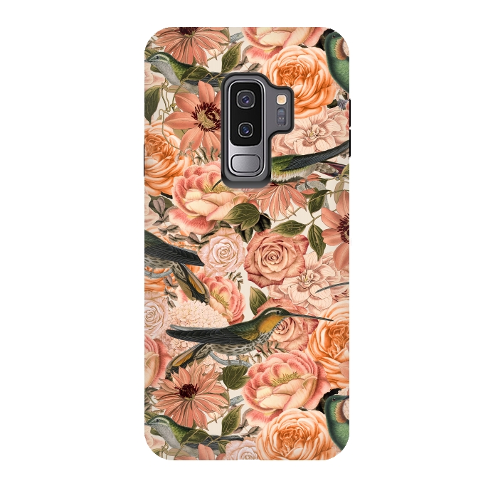 Galaxy S9 plus StrongFit Vintage Flower And Hummingbird Pattern by Andrea Haase