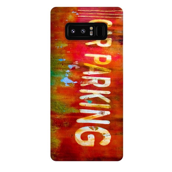 Galaxy Note 8 StrongFit Grunge Spray Paint Car Parking Sign by Andrea Haase