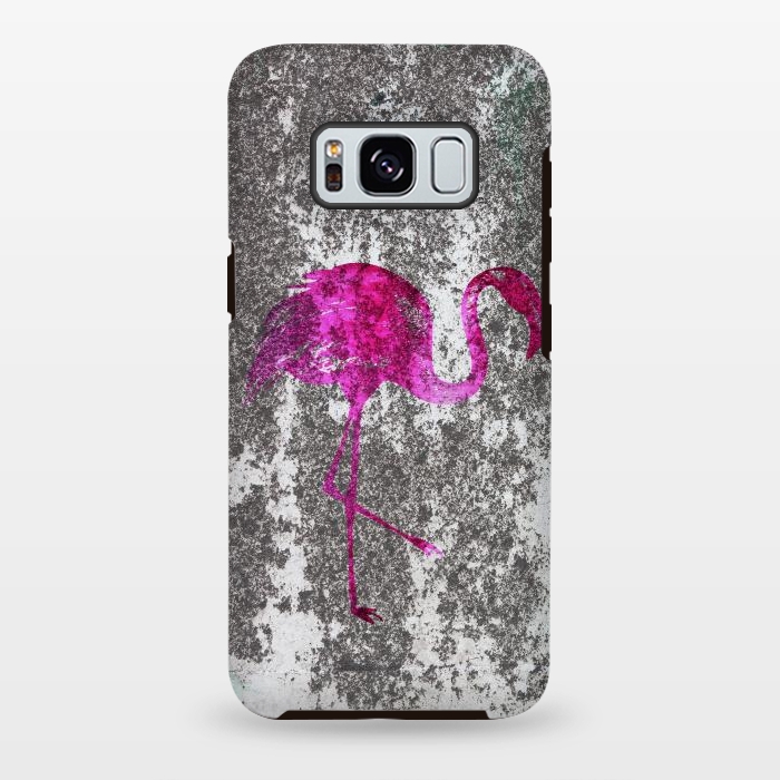 Galaxy S8 plus StrongFit Pink Flamingo Bird On Grunge Wall by Andrea Haase