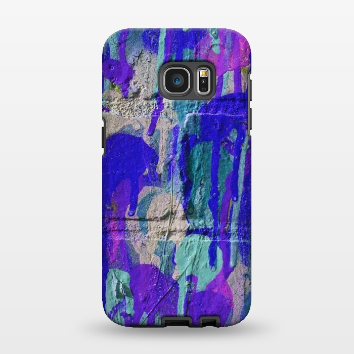 Galaxy S7 EDGE StrongFit Blue And Purple Spray Paint Wall by Andrea Haase