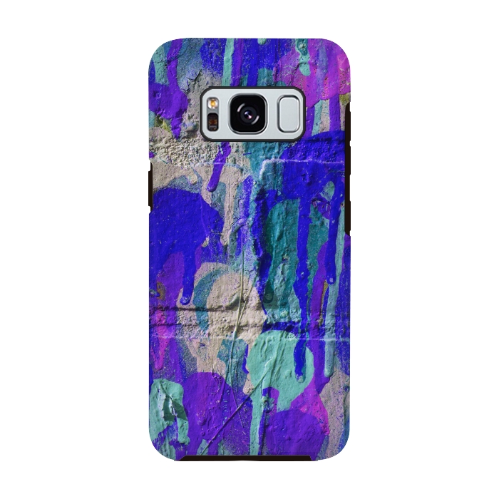 Galaxy S8 StrongFit Blue And Purple Spray Paint Wall by Andrea Haase