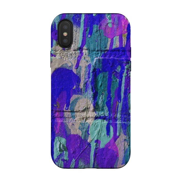 iPhone Xs / X StrongFit Blue And Purple Spray Paint Wall by Andrea Haase