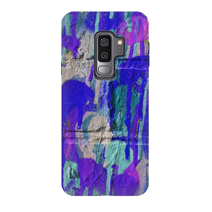 Galaxy S9 plus StrongFit Blue And Purple Spray Paint Wall by Andrea Haase