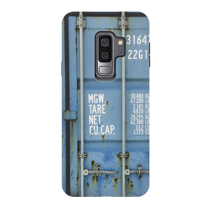 Galaxy S9 plus StrongFit Shipping Containter With Stencil Text by Andrea Haase