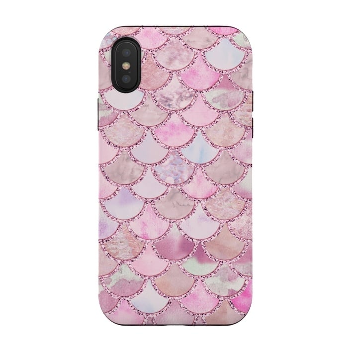 iPhone Xs / X StrongFit Pretty pink and pastel Mermaid Scales  by  Utart