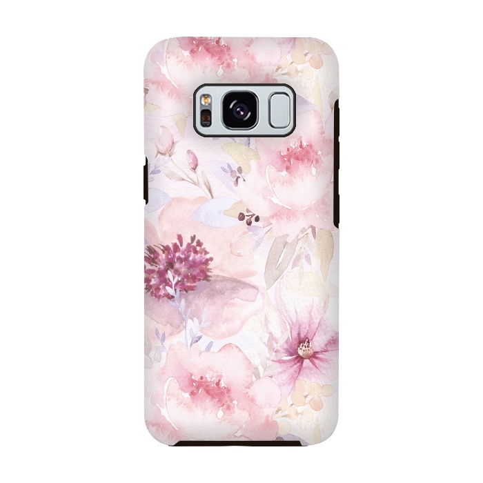 Galaxy S8 StrongFit Pink Pastel Watercolor Flower Pattern by  Utart