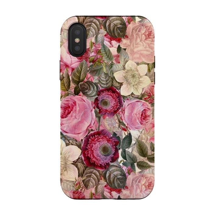 iPhone Xs / X StrongFit Pink Vintage Flower Pattern by  Utart