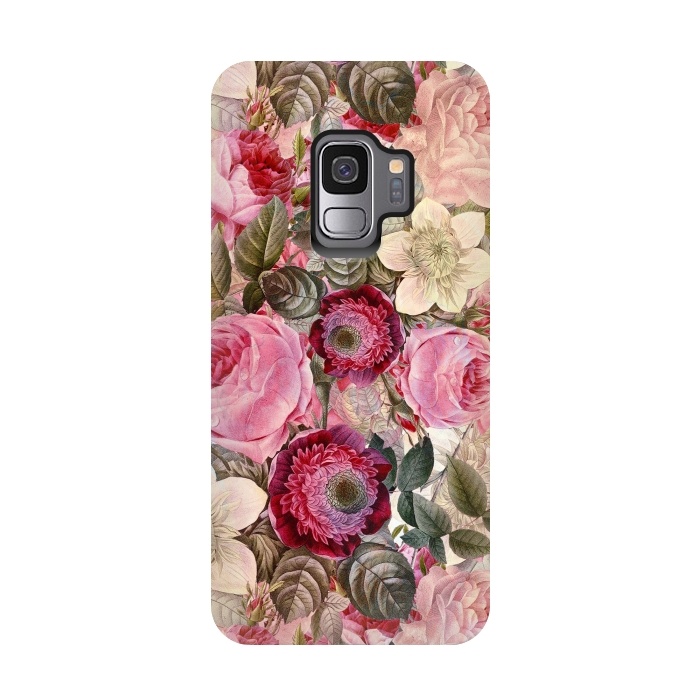 Galaxy S9 StrongFit Pink Vintage Flower Pattern by  Utart