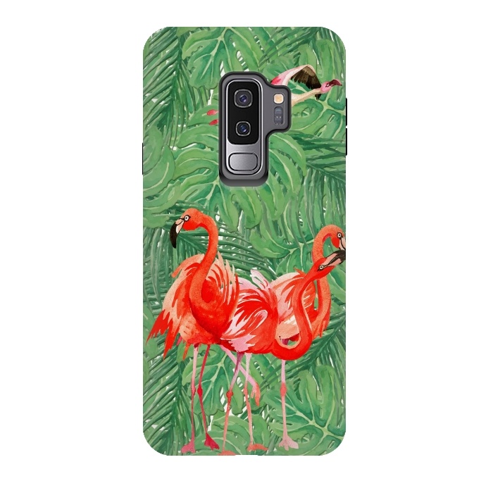 Galaxy S9 plus StrongFit Flamingo Jungle  by  Utart