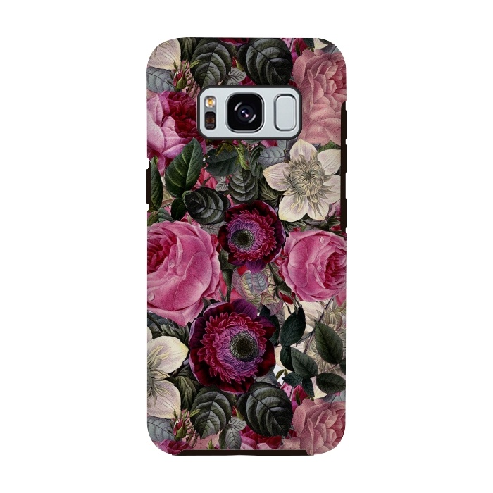 Galaxy S8 StrongFit Purple and Pink Retro Flower Roses Pattern by  Utart