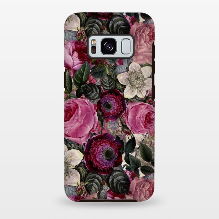 Galaxy S8 plus StrongFit Purple and Pink Retro Flower Roses Pattern by  Utart