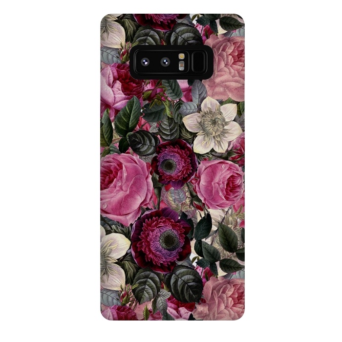 Galaxy Note 8 StrongFit Purple and Pink Retro Flower Roses Pattern by  Utart