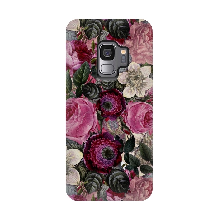 Galaxy S9 StrongFit Purple and Pink Retro Flower Roses Pattern by  Utart