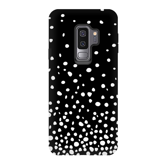 Galaxy S9 plus StrongFit White on Black Polka Dot Dance by DaDo ART