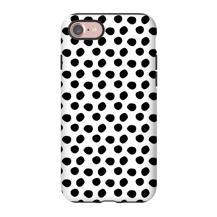 iPhone 7 StrongFit Hand drawn black polka dots on white by DaDo ART
