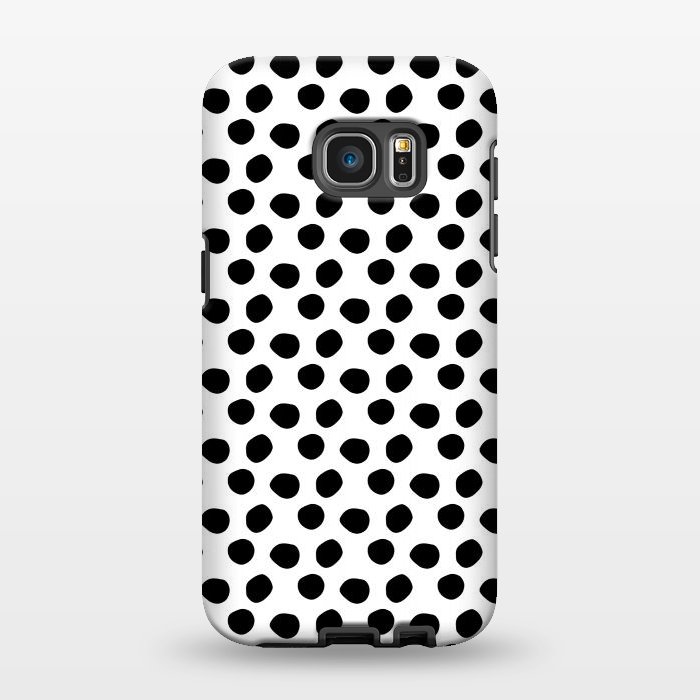 Galaxy S7 EDGE StrongFit Hand drawn black polka dots on white by DaDo ART