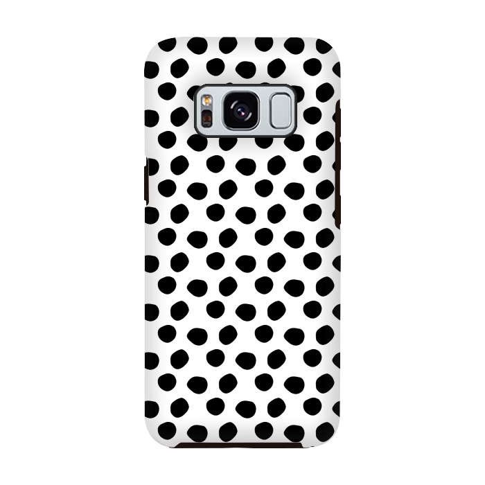 Galaxy S8 StrongFit Hand drawn black polka dots on white by DaDo ART