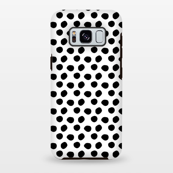 Galaxy S8 plus StrongFit Hand drawn black polka dots on white by DaDo ART