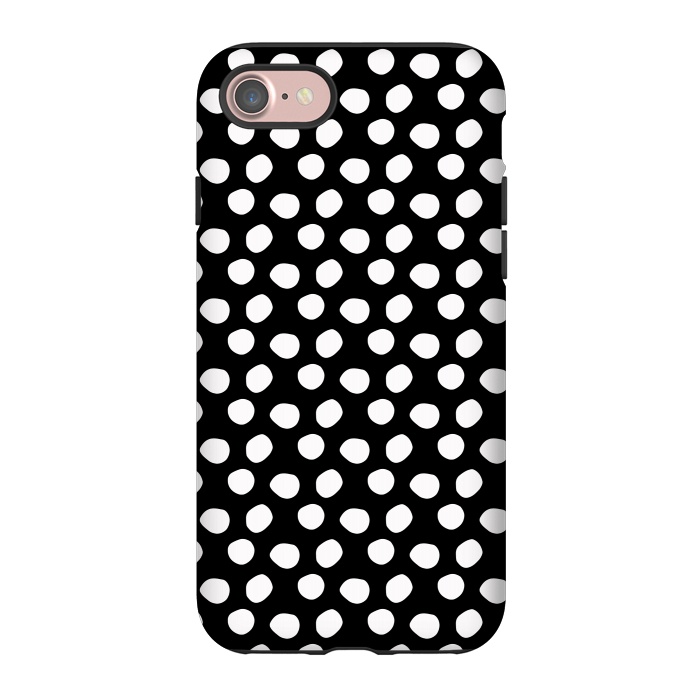 iPhone 7 StrongFit Hand drawn white polka dots on black by DaDo ART