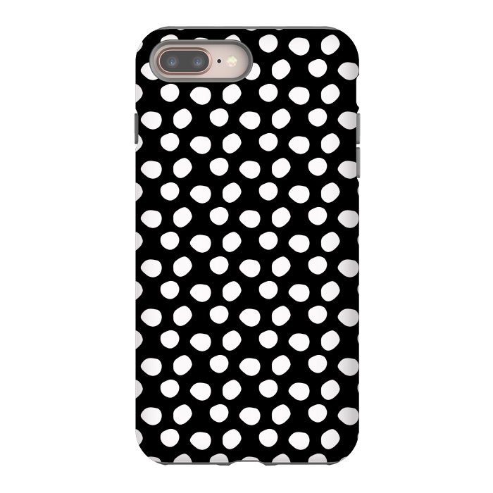 iPhone 7 plus StrongFit Hand drawn white polka dots on black by DaDo ART