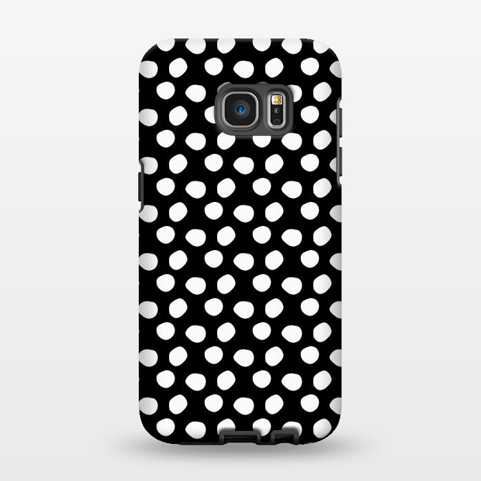 Galaxy S7 EDGE StrongFit Hand drawn white polka dots on black by DaDo ART