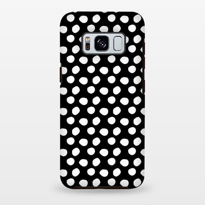 Galaxy S8 plus StrongFit Hand drawn white polka dots on black by DaDo ART