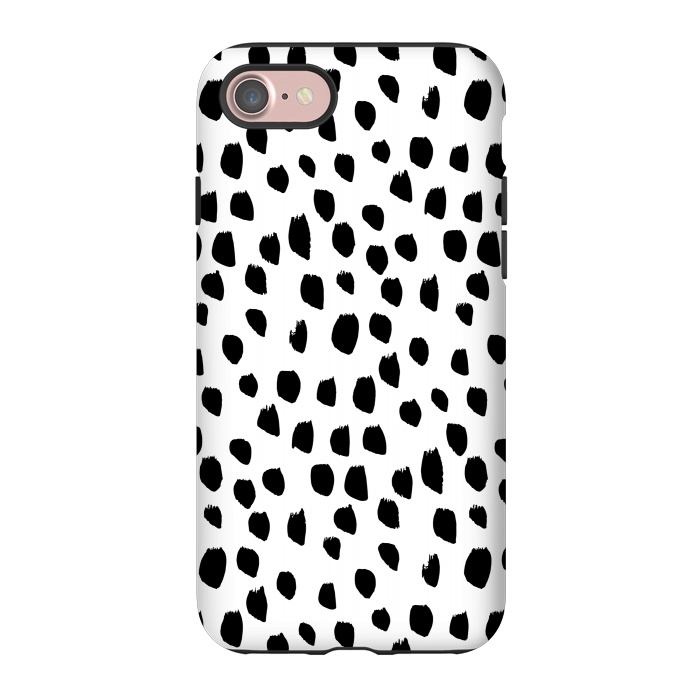 iPhone 7 StrongFit Hand drawn black crazy polka dots on white by DaDo ART