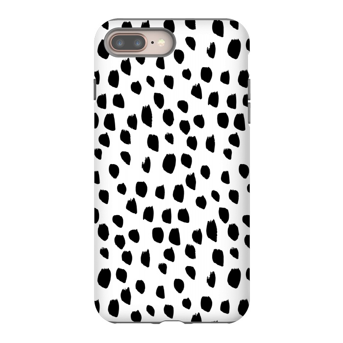 iPhone 7 plus StrongFit Hand drawn black crazy polka dots on white by DaDo ART