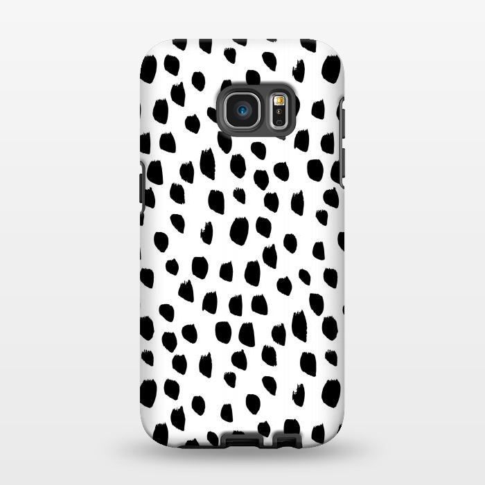 Galaxy S7 EDGE StrongFit Hand drawn black crazy polka dots on white by DaDo ART
