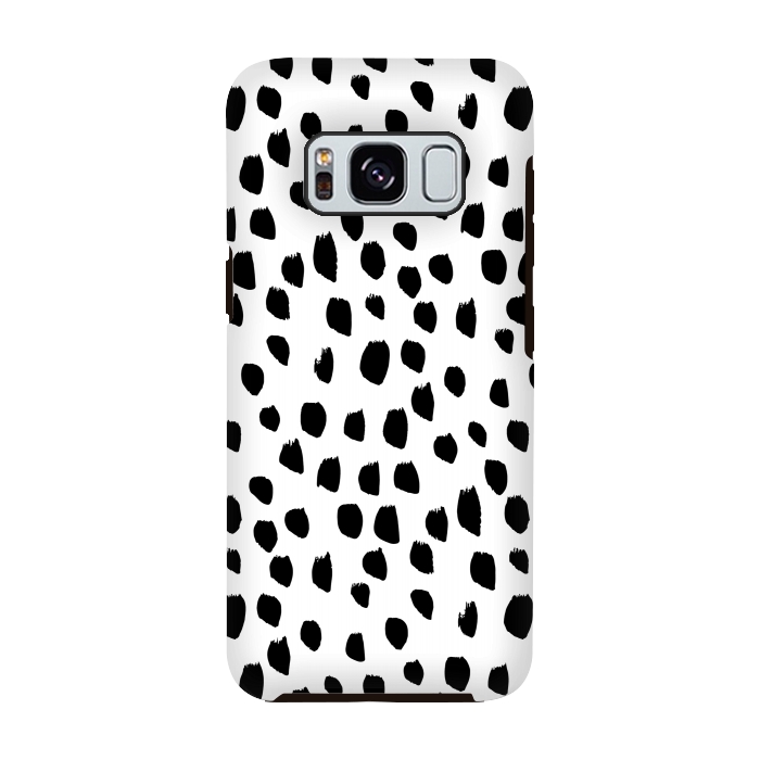 Galaxy S8 StrongFit Hand drawn black crazy polka dots on white by DaDo ART
