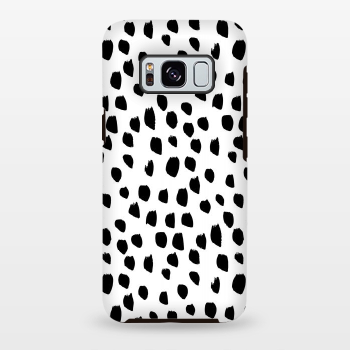 Galaxy S8 plus StrongFit Hand drawn black crazy polka dots on white by DaDo ART