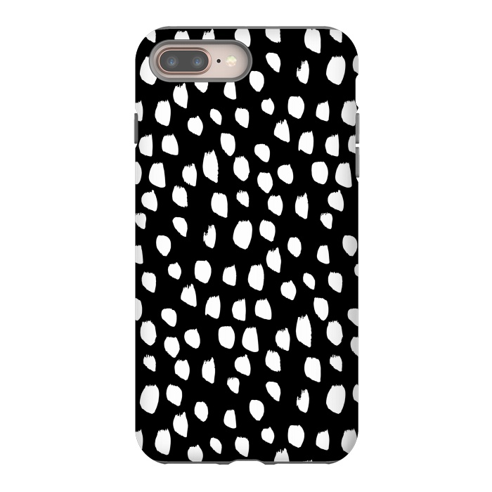 iPhone 7 plus StrongFit Hand drawn crazy white polka dots on black by DaDo ART