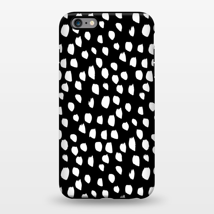 iPhone 6/6s plus StrongFit Hand drawn crazy white polka dots on black by DaDo ART