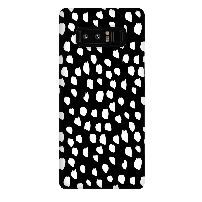 Galaxy Note 8 StrongFit Hand drawn crazy white polka dots on black by DaDo ART
