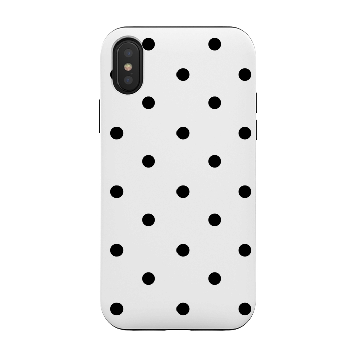 iPhone Xs / X StrongFit Simply black polka dots on white  by DaDo ART