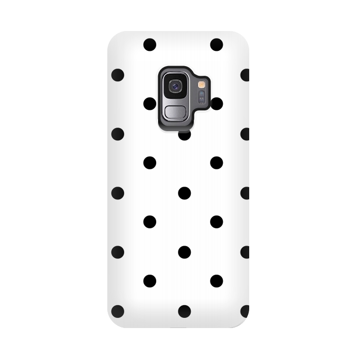 Galaxy S9 StrongFit Simply black polka dots on white  by DaDo ART