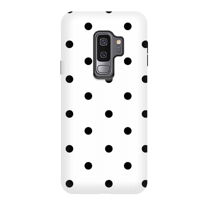 Galaxy S9 plus StrongFit Simply black polka dots on white  by DaDo ART