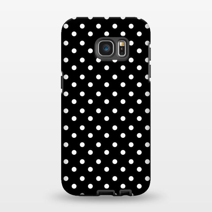 Galaxy S7 EDGE StrongFit Cute little white polka dots on black by DaDo ART