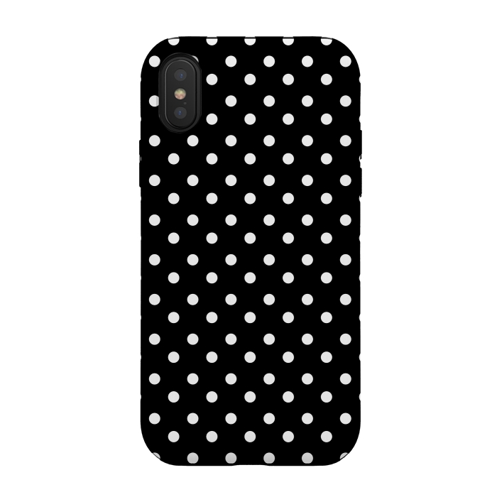 iPhone Xs / X StrongFit Cute little white polka dots on black by DaDo ART