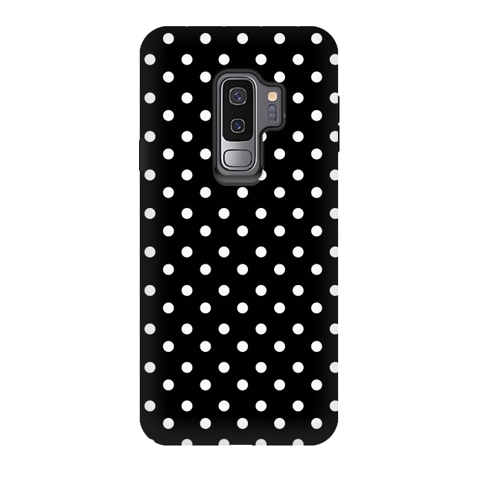 Galaxy S9 plus StrongFit Cute little white polka dots on black by DaDo ART