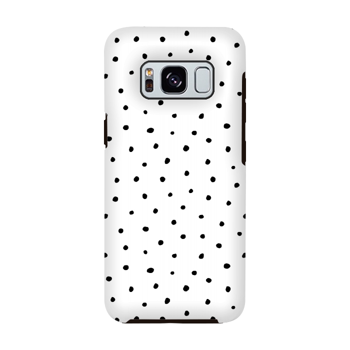 Galaxy S8 StrongFit Hand drawn little black polka dots on white by DaDo ART