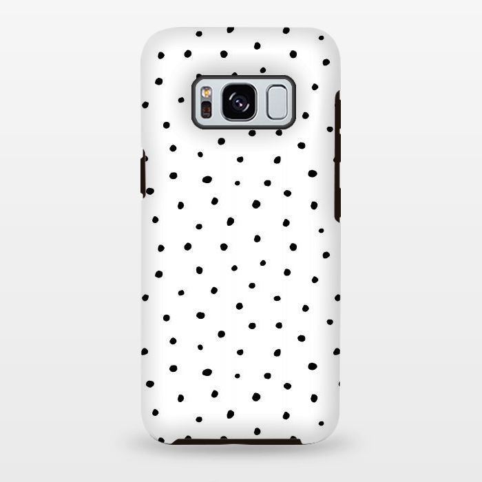 Galaxy S8 plus StrongFit Hand drawn little black polka dots on white by DaDo ART
