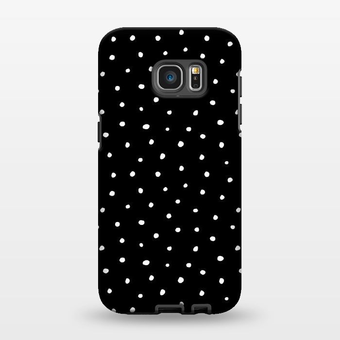 Galaxy S7 EDGE StrongFit Hand drawn little white polka dots on black by DaDo ART