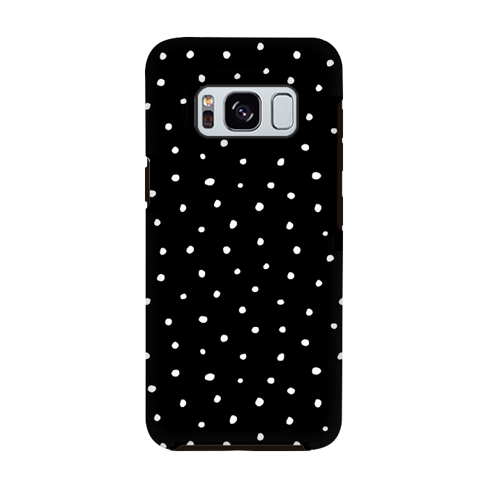Galaxy S8 StrongFit Hand drawn little white polka dots on black by DaDo ART