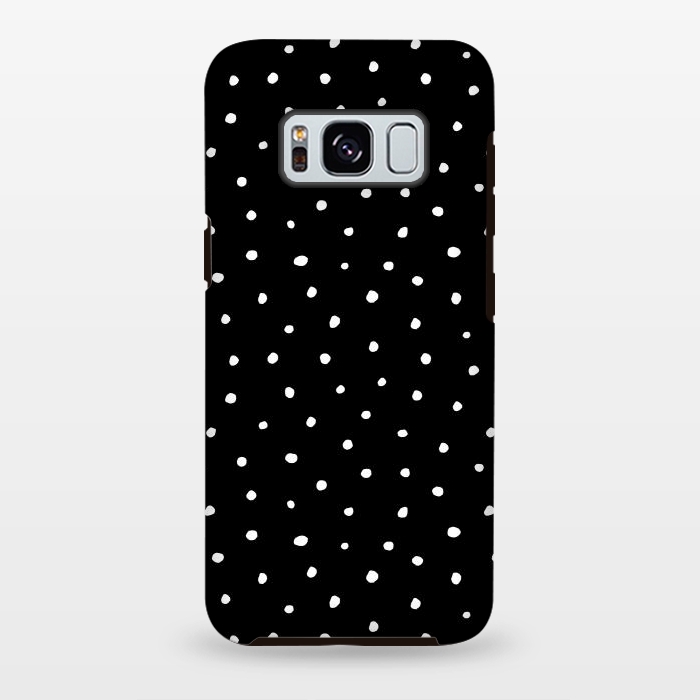Galaxy S8 plus StrongFit Hand drawn little white polka dots on black by DaDo ART