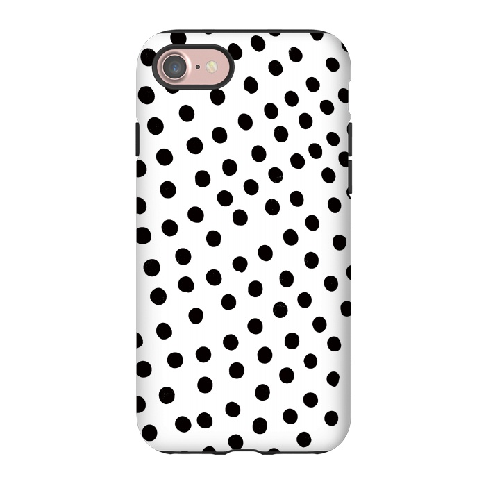 iPhone 7 StrongFit Drunk black polka dots on white by DaDo ART