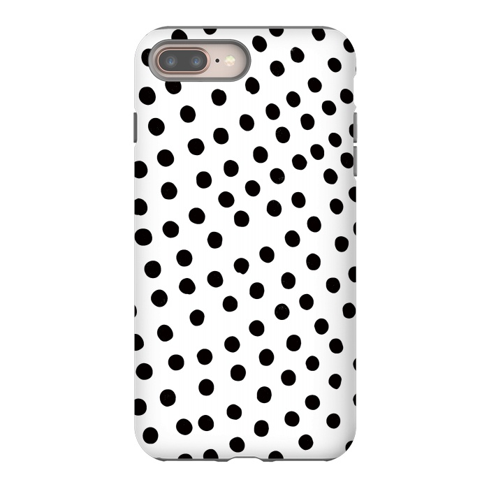 iPhone 7 plus StrongFit Drunk black polka dots on white by DaDo ART