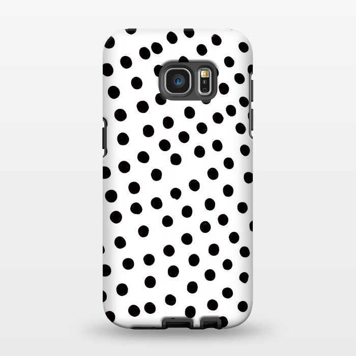 Galaxy S7 EDGE StrongFit Drunk black polka dots on white by DaDo ART