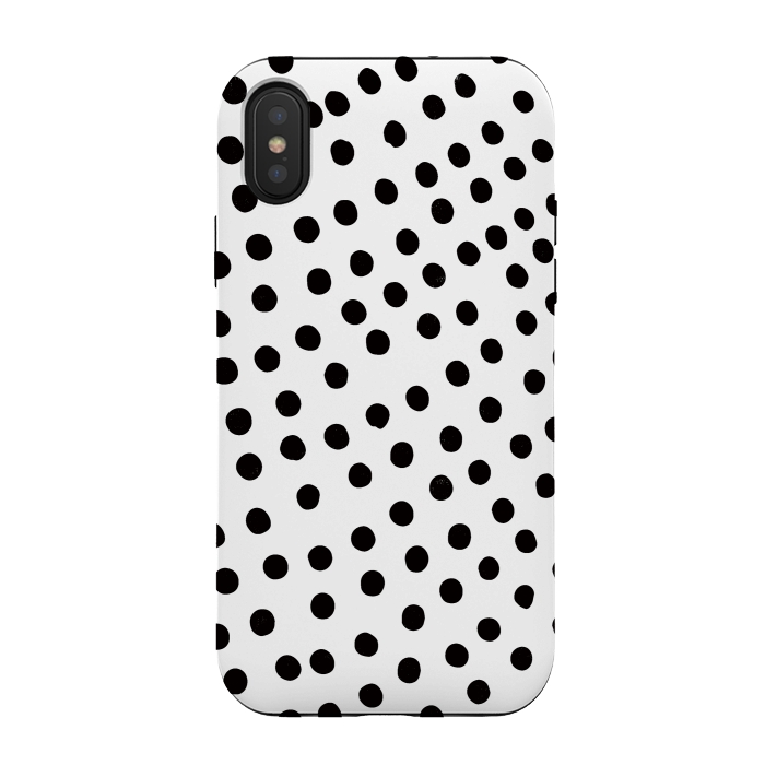 iPhone Xs / X StrongFit Drunk black polka dots on white by DaDo ART