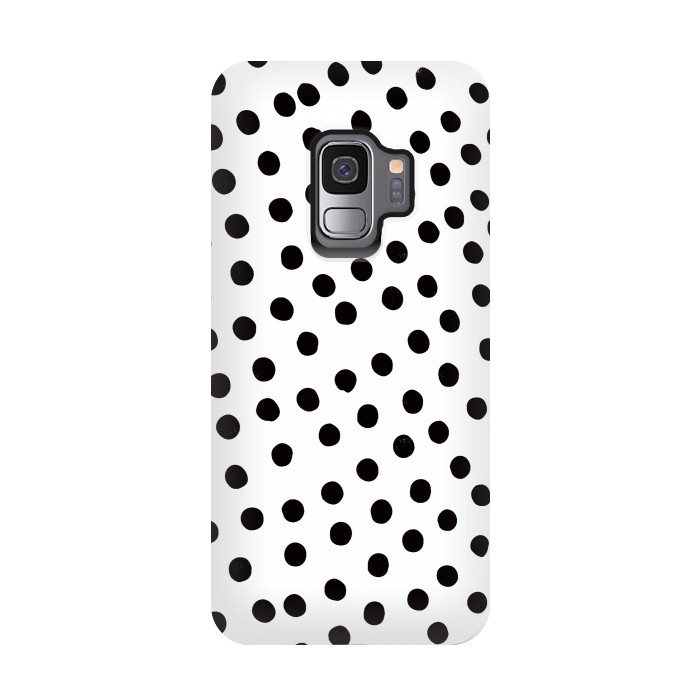 Galaxy S9 StrongFit Drunk black polka dots on white by DaDo ART